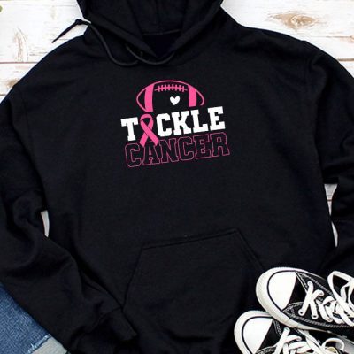 Tackle Football Pink Ribbon Breast Cancer Awareness Kids Hoodie UH1003