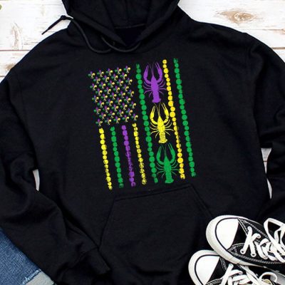 American Flag Mardi Gras Hoodie Mardi Gras Crawfish Outfit Hoodie MHS1015