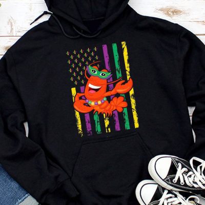 American Flag Mardi Gras Hoodie Mardi Gras Crawfish Outfit Hoodie MHS1016