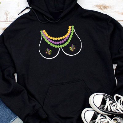 Boobshirt Mardi Gras 2024 Shirt Funny Beads Boobs Outline Hoodie MHS1297