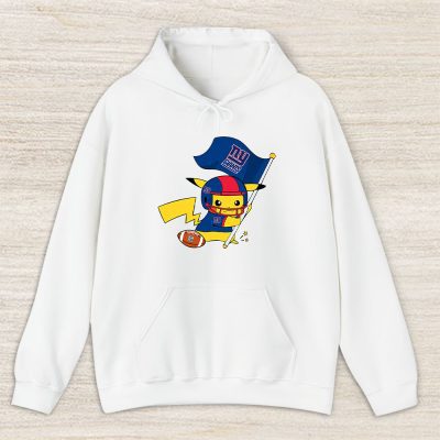 Pikachu X Flag Team X New York Giants Team X Nfl X American Football Unisex Pullover Hoodie TBH1412