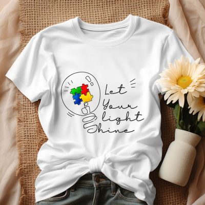 Autism Awareness Let Your Light Shine Puzzle Piece Unisex T-Shirt IPP2786