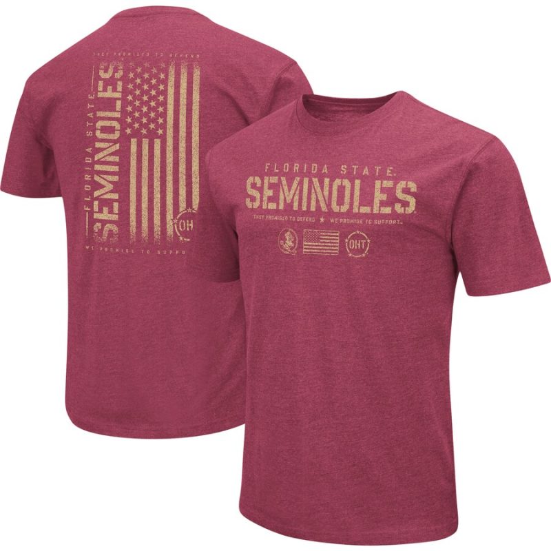 Florida State Seminoles Colosseum OHT Military Appreciation Flag 2.0 T-Shirt - Heather Garnet