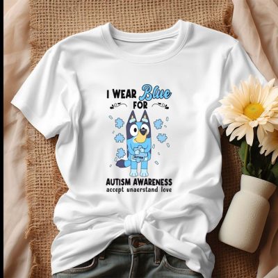 I Wear Blue For Autism Awareness Support Bluey Unisex T-Shirt IPP1047