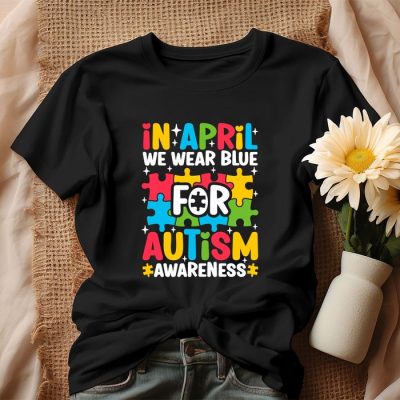 In April We Wear Blue for Autism Awareness Puzzle Unisex T-Shirt IPP3098