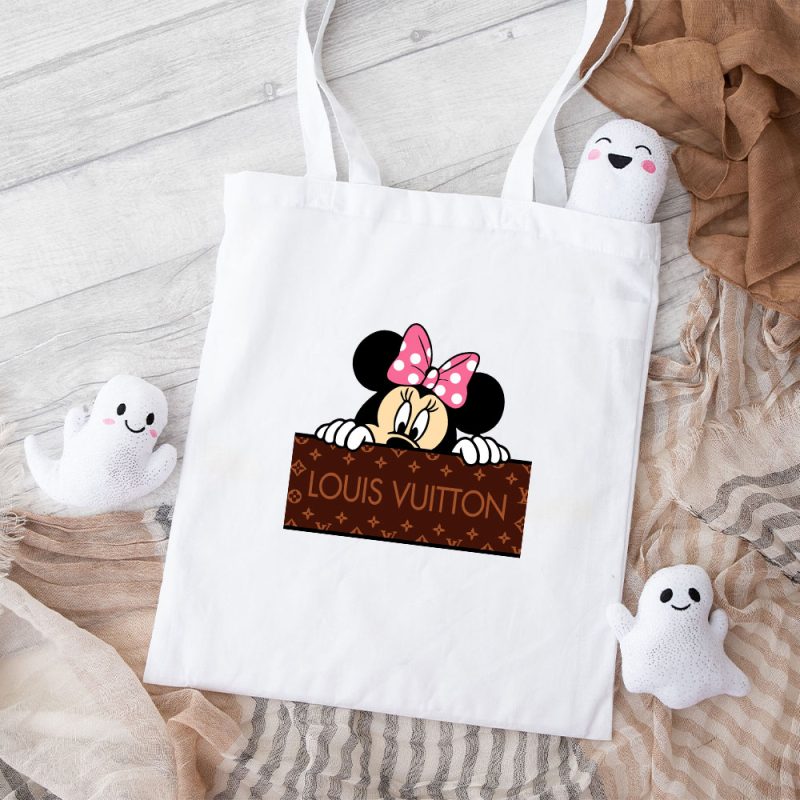 Louis Vuitton Logo Luxury Monogram Canvas Pattern Minnie Mouse Cotton Canvas Tote Bag TTB1703