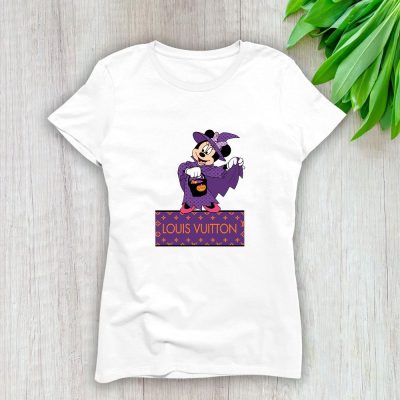 Louis Vuitton Monogram Canvas Pattern Halloween Minnie Mouse Lady T-Shirt Luxury Tee For Women LDS1719