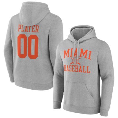 Miami Hurricanes Baseball Pick-A-Player NIL Gameday Tradition Pullover Hoodie - Gray
