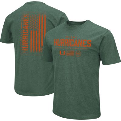 Miami Hurricanes Colosseum OHT Military Appreciation Flag 2.0 T-Shirt - Heather Green