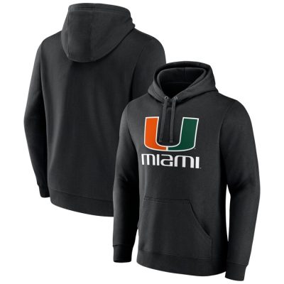 Miami Hurricanes Lockup Team Pullover Hoodie - Black