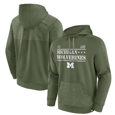 Michigan Wolverines OHT Military Appreciation Stencil Pullover Hoodie - Olive