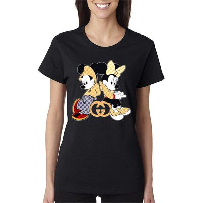 Mickey Mouse And Minnie Wear Gucci Women Lady T-Shirt