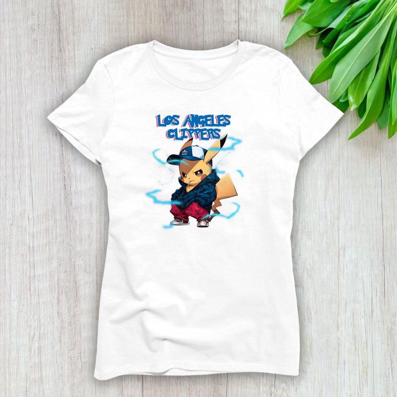 Pikachu X Los Angeles Clippers Team NBA Basketball Lady T-Shirt Women Tee LTL8692