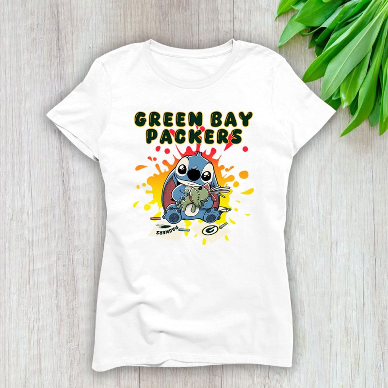 Stitch X Green Bay Packers Team X NFL X American Football Lady Shirt Women Tee TLT5956