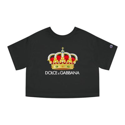 Dolce & Gabbana King Logo Luxury Champion Lady Crop-Top T-Shirt CTB2823