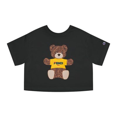 Fendi Roma Teddy Bear Champion Lady Crop-Top T-Shirt CTB2700