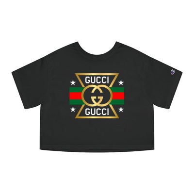 Gucci Gold Logo Champion Lady Crop-Top T-Shirt NTB2198