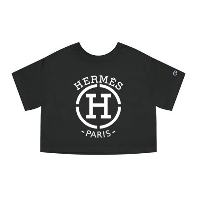 Hermes Paris Logo Champion Lady Crop-Top T-Shirt CTB2532
