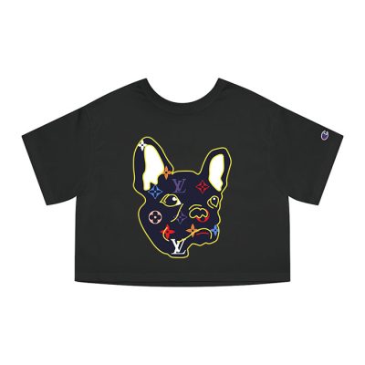 Louis Vuitton Color Monogram Pattern Pitbull Dog Champion Lady Heritage Crop-Top T-Shirt CTB161