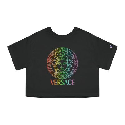 Versace Medusa Luxury Logo Champion Lady Crop-Top T-Shirt CTB2590