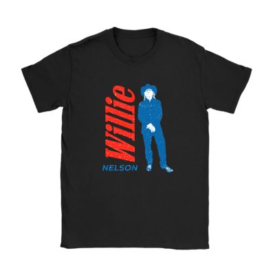 Willie Nelson Standing Guitar Blue Unisex T-Shirt Cotton Tee TAT10826