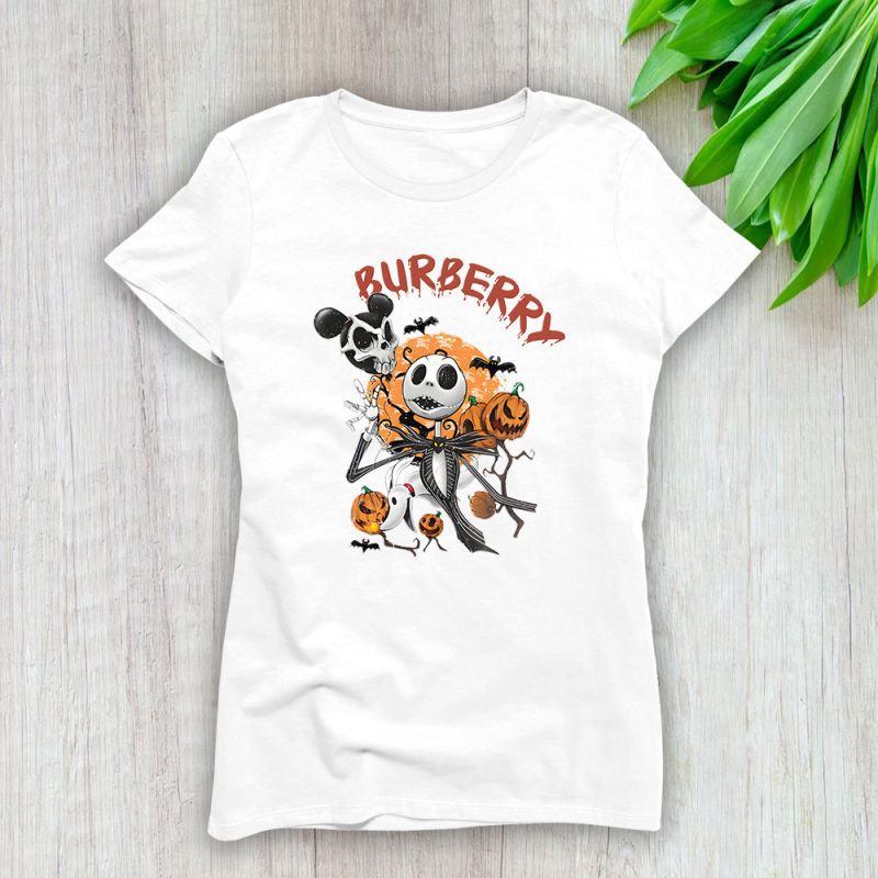 Disney Nightmare On The Main Street Jack Skellington Burberry Lady T-Shirt Women Tee LTL14657