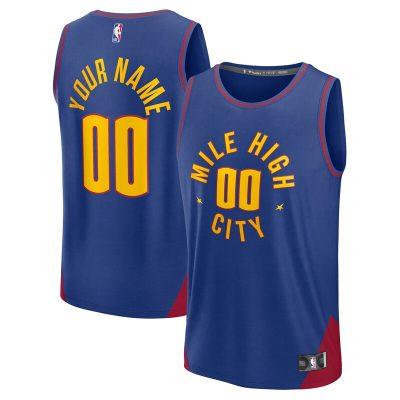 Denver Nuggets Fast Break Custom Jersey Statement Edition - Blue