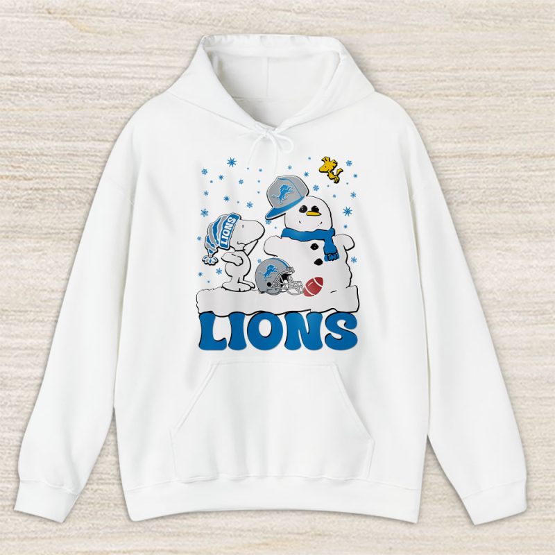 Detroit Lions Merry Christmas NFL Gift For Fan Christmas Snoopy And Snow Man Unisex Hoodie TAS20542
