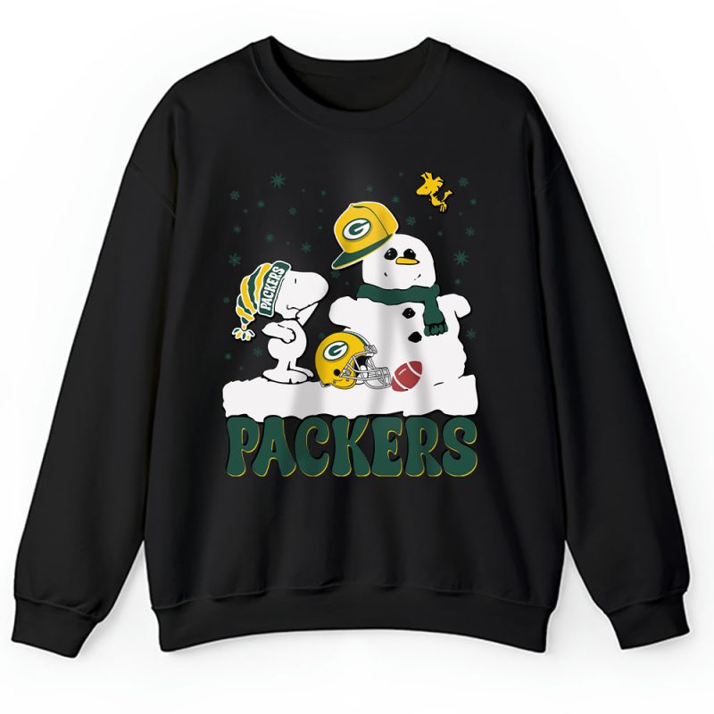 Green Bay Packers Merry Christmas NFL Gift For Fan Christmas Snoopy And Snow Man Unisex Sweatshirt TAH20577