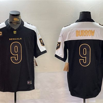 Cincinnati Bengals #9 Joe Burrow Black Gold 2024 F.U.S.E. With 4-Star C Patch Limited Football Stitched Jersey