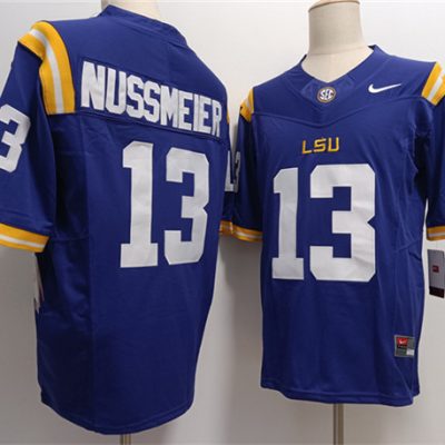 LSU Tigers #13 Garrett Nussmeier Blue F.U.S.E. Stitched Jersey