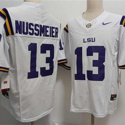LSU Tigers #13 Garrett Nussmeier White F.U.S.E Stitched Jersey