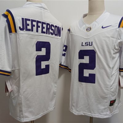 LSU Tigers #2 Justin Jefferson F.U.S.E. White Stitched Jersey