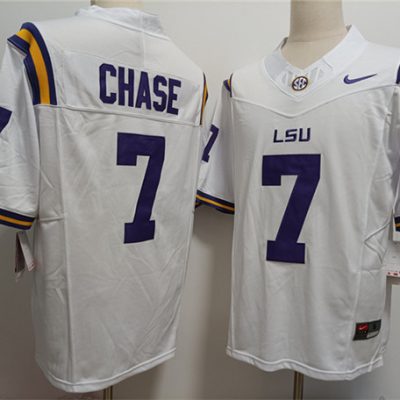 LSU Tigers #7 Ja'Marr Chase F.U.S.E White Stitched Jersey
