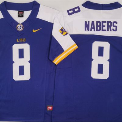 LSU Tigers #8 Malik Nabers Purple/White F.U.S.E. Stitched Jersey
