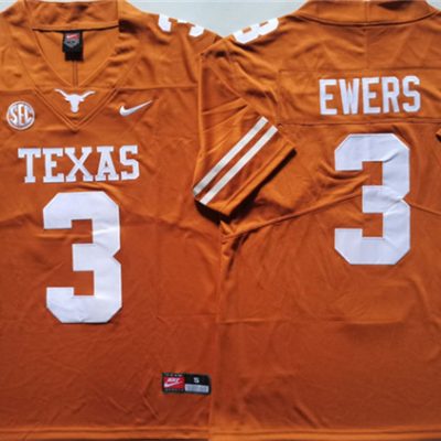 Texas Longhorns #3 Quinn Ewers Orange Stitched Jersey