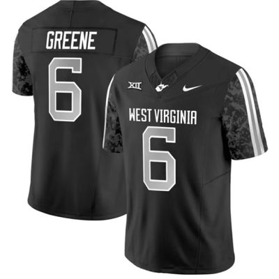 West Virginia Mountaineers #6 Garrett Greene Black F.U.S.E. Stitched Jersey
