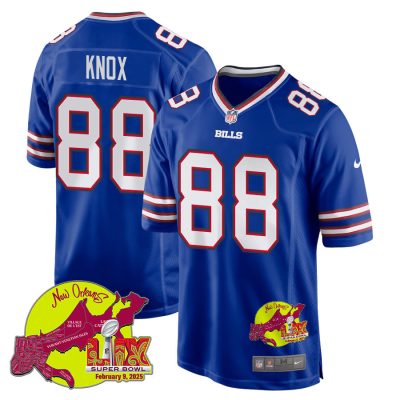 Dawson Knox 88 Buffalo Bills Super Bowl LIX New Orleans Patch Game Men Jersey - Royal