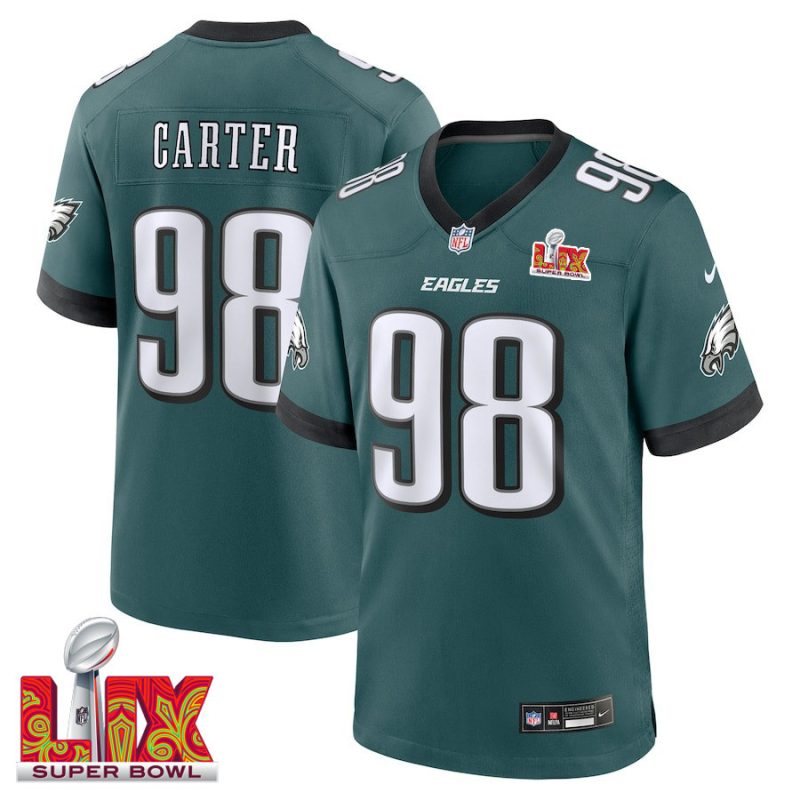 Jalen Carter #98 Philadelphia Eagles Super Bowl LIX Jersey - Men's - Midnight Green
