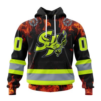 AHL San Jose Barracuda Design Honoring Firefighters Unisex Hoodie