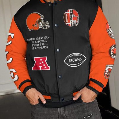 Cleveland Browns National Football League Varsity Jacket Baseball Button Jacket BJA1151