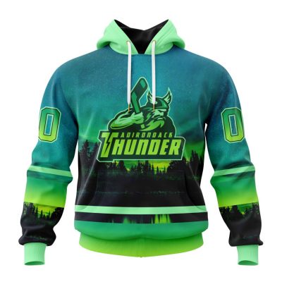 ECHL Adirondack Thunder Design With Northern Lights Unisex Hoodie