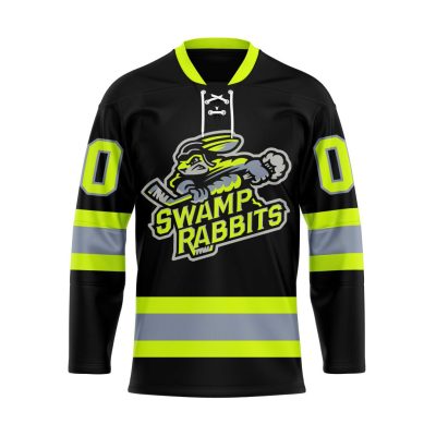 ECHL Greenville Swamp Rabbits Special Firefighters Design Lace Hockey Jersey