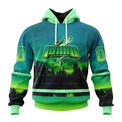 ECHL Idaho Steelheads Design With Northern Lights Unisex Hoodie