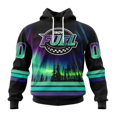 ECHL Indy Fuel Design With Northern Lights Unisex Hoodie