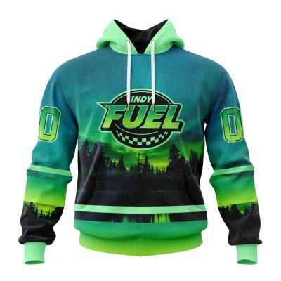 ECHL Indy Fuel Design With Northern Lights Unisex Hoodie
