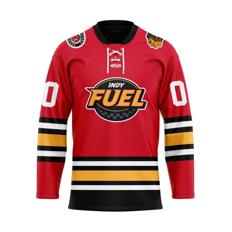 ECHL Indy Fuel Personalized Red Lace Hockey Jersey