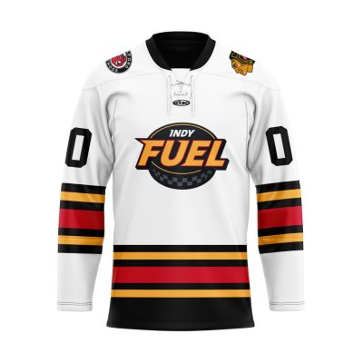 ECHL Indy Fuel Personalized White Lace Hockey Jersey