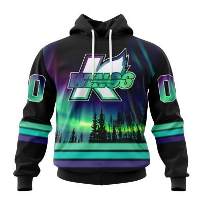 ECHL Kalamazoo Wings Design With Northern Lights Unisex Hoodie