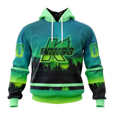 ECHL Kalamazoo Wings Design With Northern Lights Unisex Hoodie